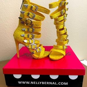 Rare Nelly Bernal Yellow Stiletto Heels! Size 8.